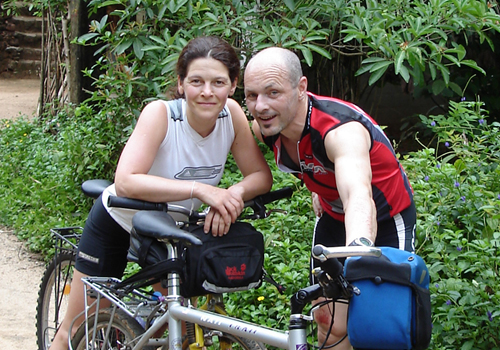 two happy cyclist on the way Sri Lanka